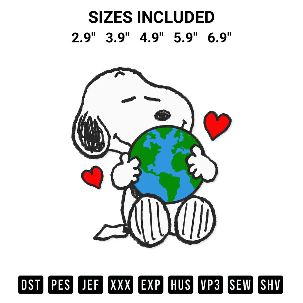 Create amazing crafts with the Snoopy Earth Day Embroidery Design embroidery file. High-quality digital download from Designspacks.com, perfect for beginners and pros. Available sizes: 2.9", 3.9", 4.9", 5.9", 6.9".