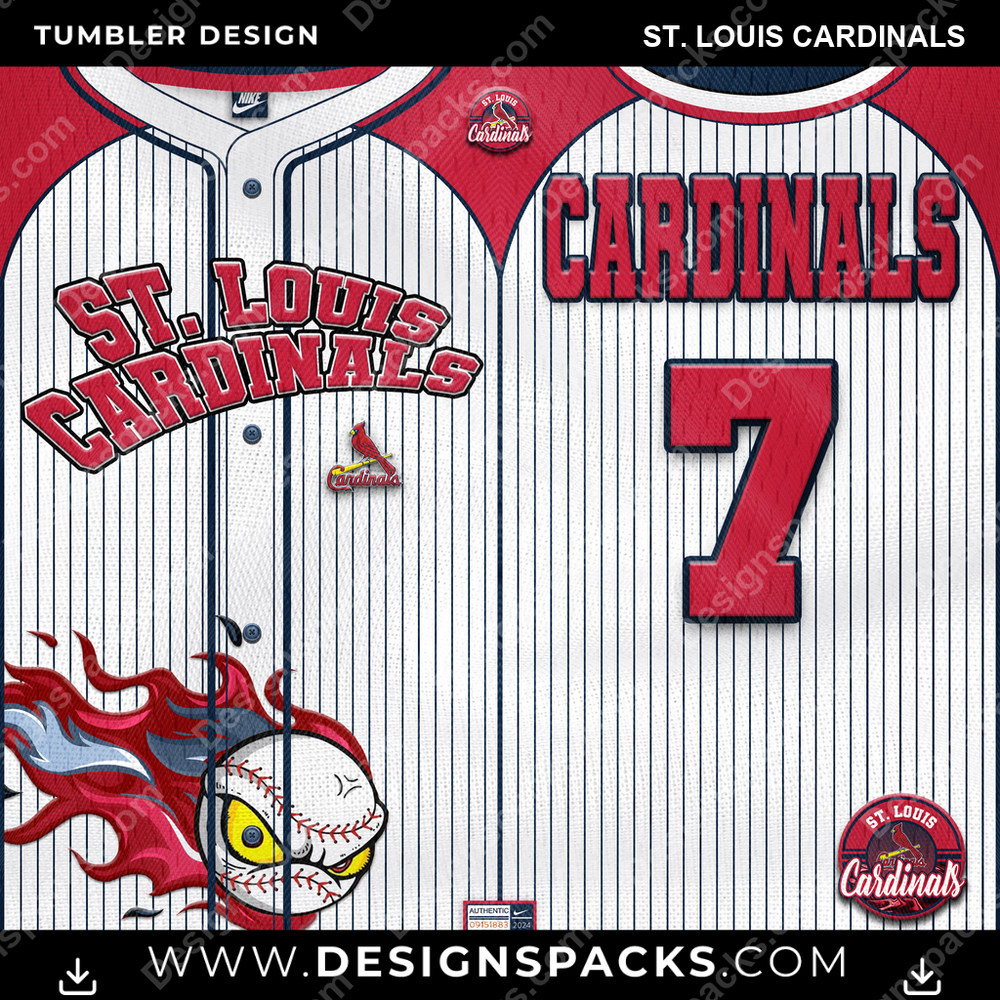 Baseball Team Button-Up Jersey St. Louis Cardinals Tumbler Digital Wrap Design