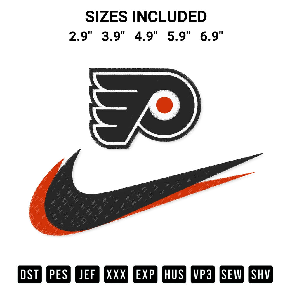Create amazing crafts with the Philadelphia Flyers Swoosh Embroidery Design embroidery file. High-quality digital download from Designspacks.com, perfect for beginners and pros. Available sizes: 2.9", 3.9", 4.9", 5.9", 6.9".