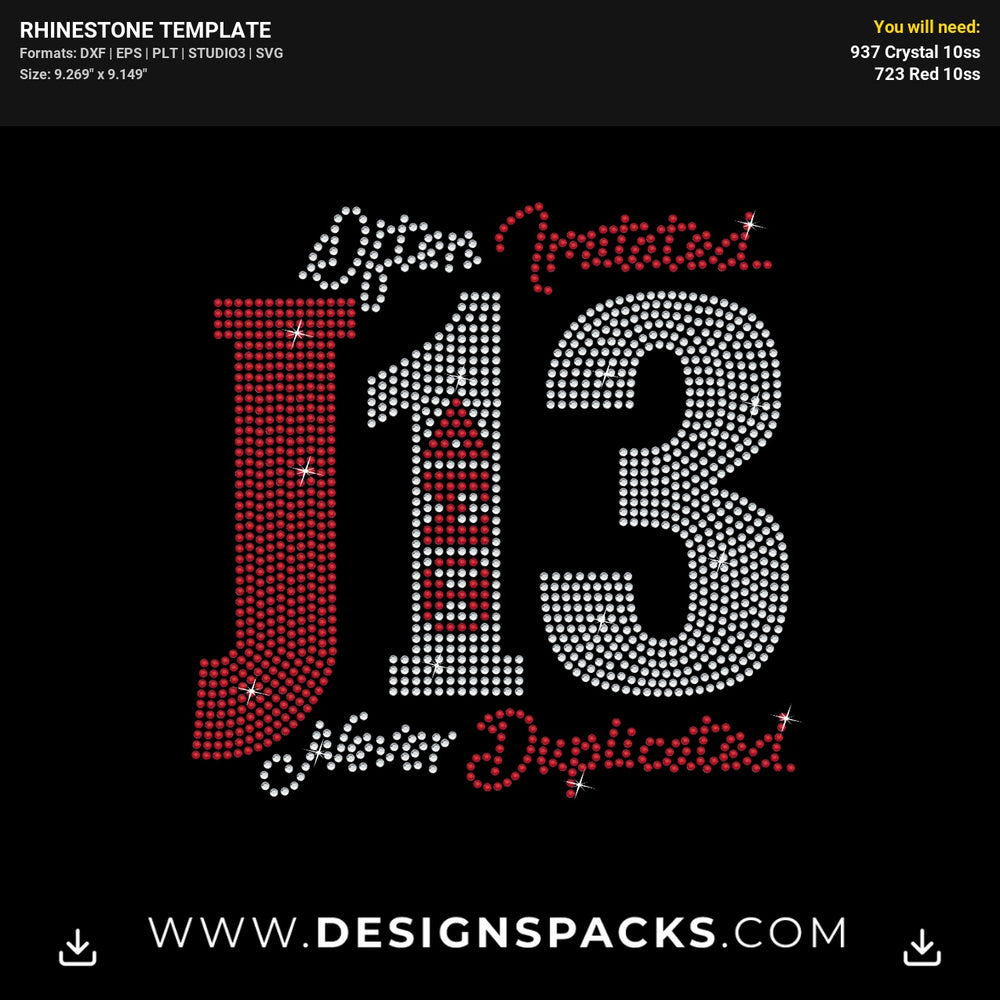 J13 Delta Never Duplicated Rhinestone Digital Template
