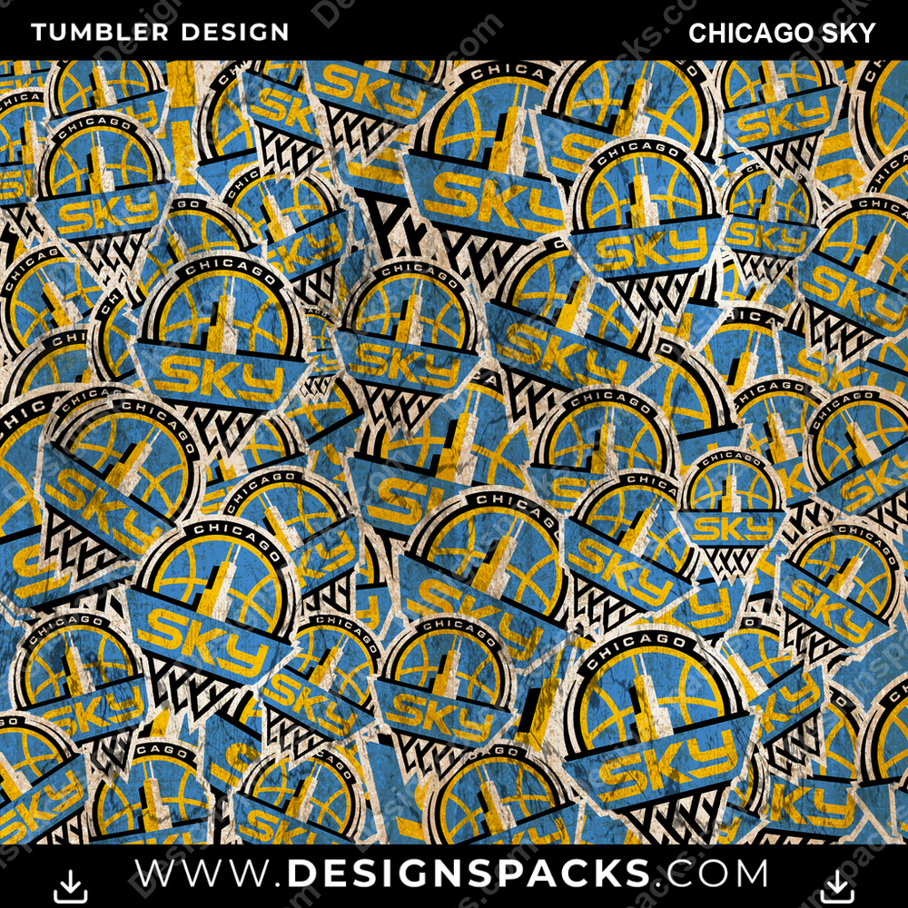 Basketball Logo BG Chicago Sky Tumbler Digital Wrap Design