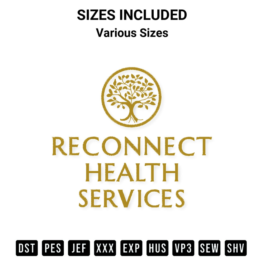 Transform your fabrics with the Reconnect Health Services Embroidery Design embroidery design. Instant access to premium digitized patterns at Designspacks.com. Available sizes: Various Sizes.