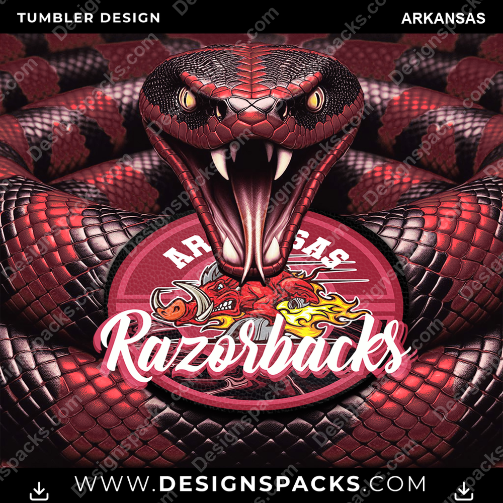 College Sport Rattle Snake Arkansas NCAA College Sport Tumbler Digital Wrap Design Download