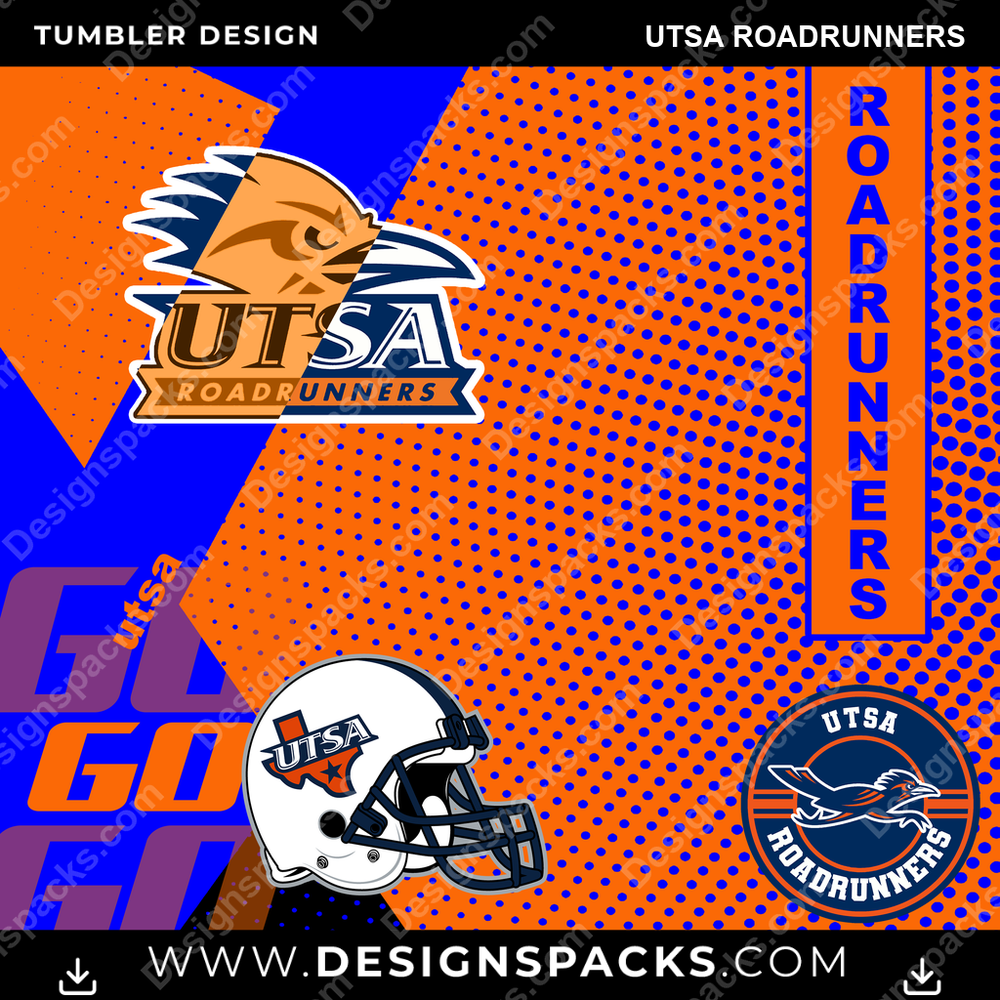 College Sport GO UTSA Roadrunners Tumbler Digital Wrap Design