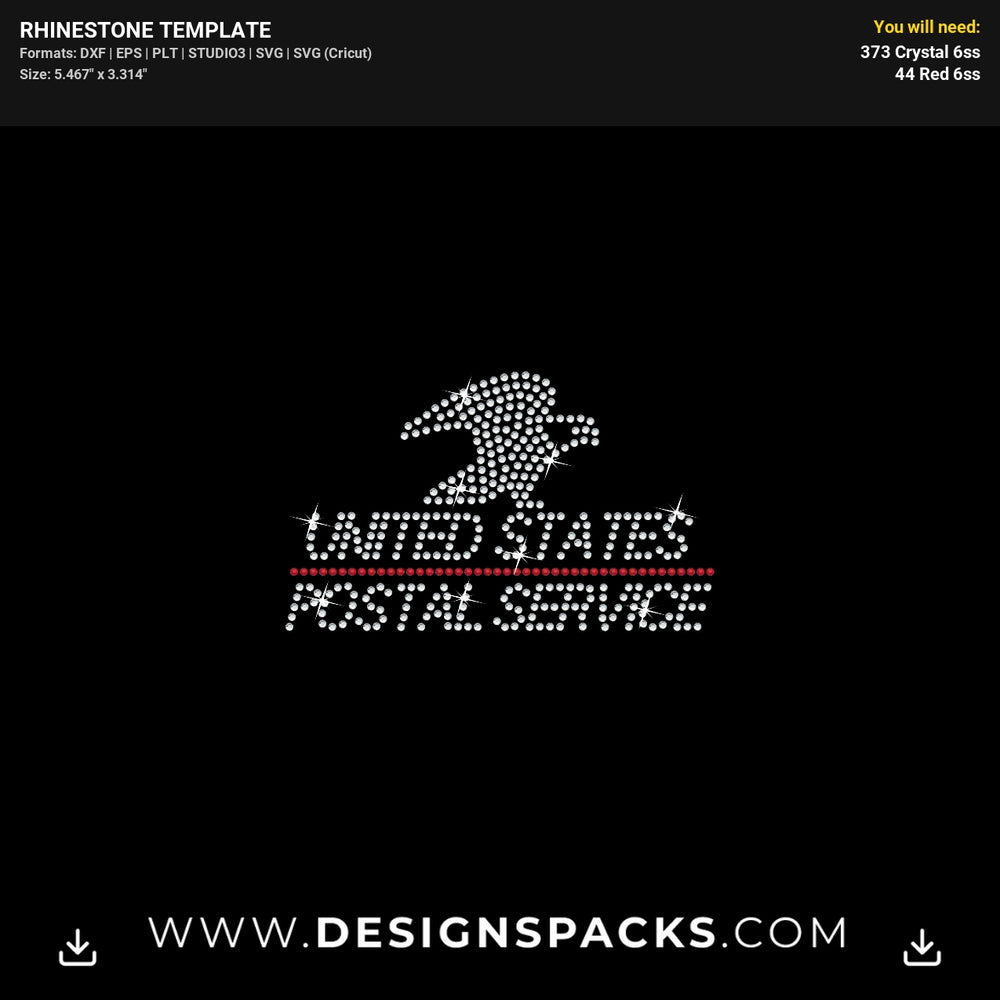 USPS Eagle Postal Service Logo Rhinestone Digital Template