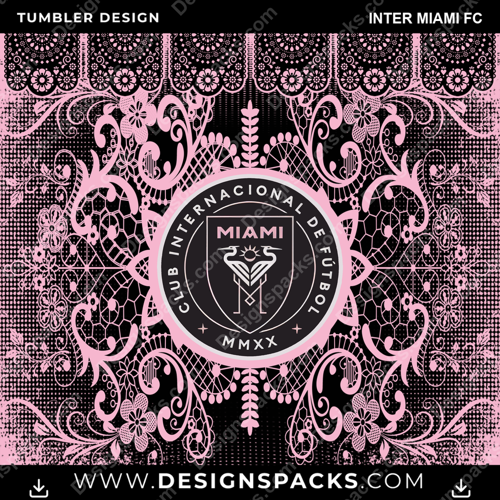 US Soccer Lace & Logo Inter Miami FC Tumbler Digital Wrap Design Download