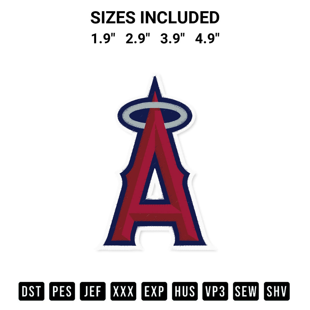 Add a unique touch to your apparel with the Los Angeles Angels Logo Embroidery Design embroidery file. Premium instant download available now on Designspacks.com. Available sizes: 1.9", 2.9", 3.9", 4.9".