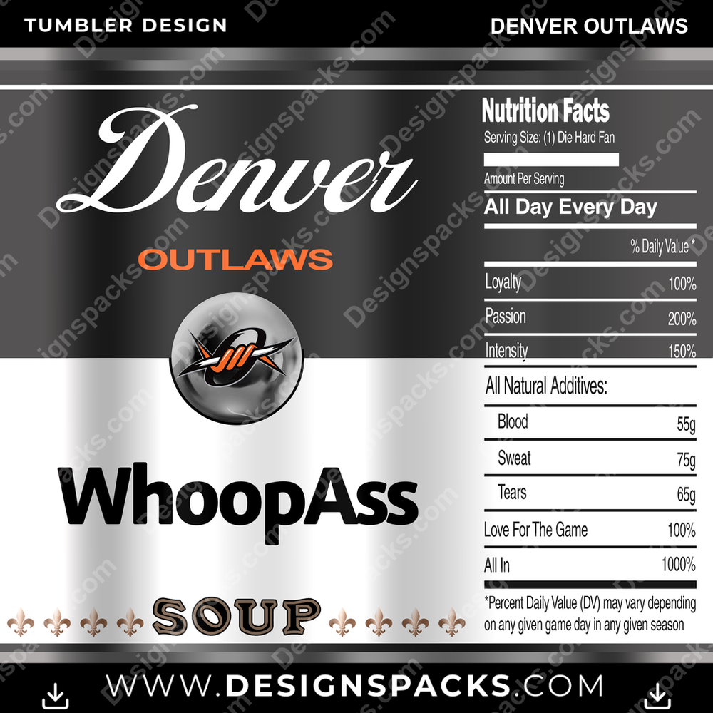 Lacrosse Soup Can Denver Outlaws Tumbler Digital Wrap Design