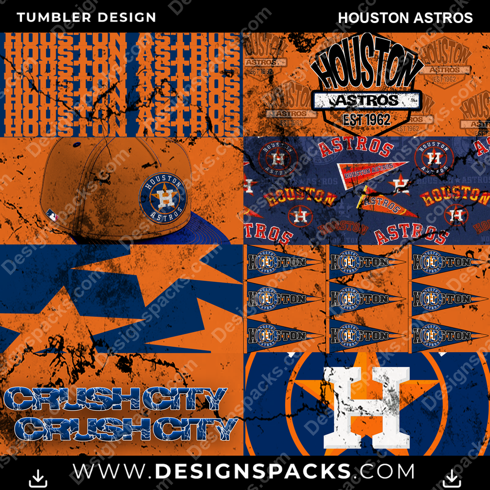 Baseball Distressed BG Houston Astros Tumbler Digital Wrap Design