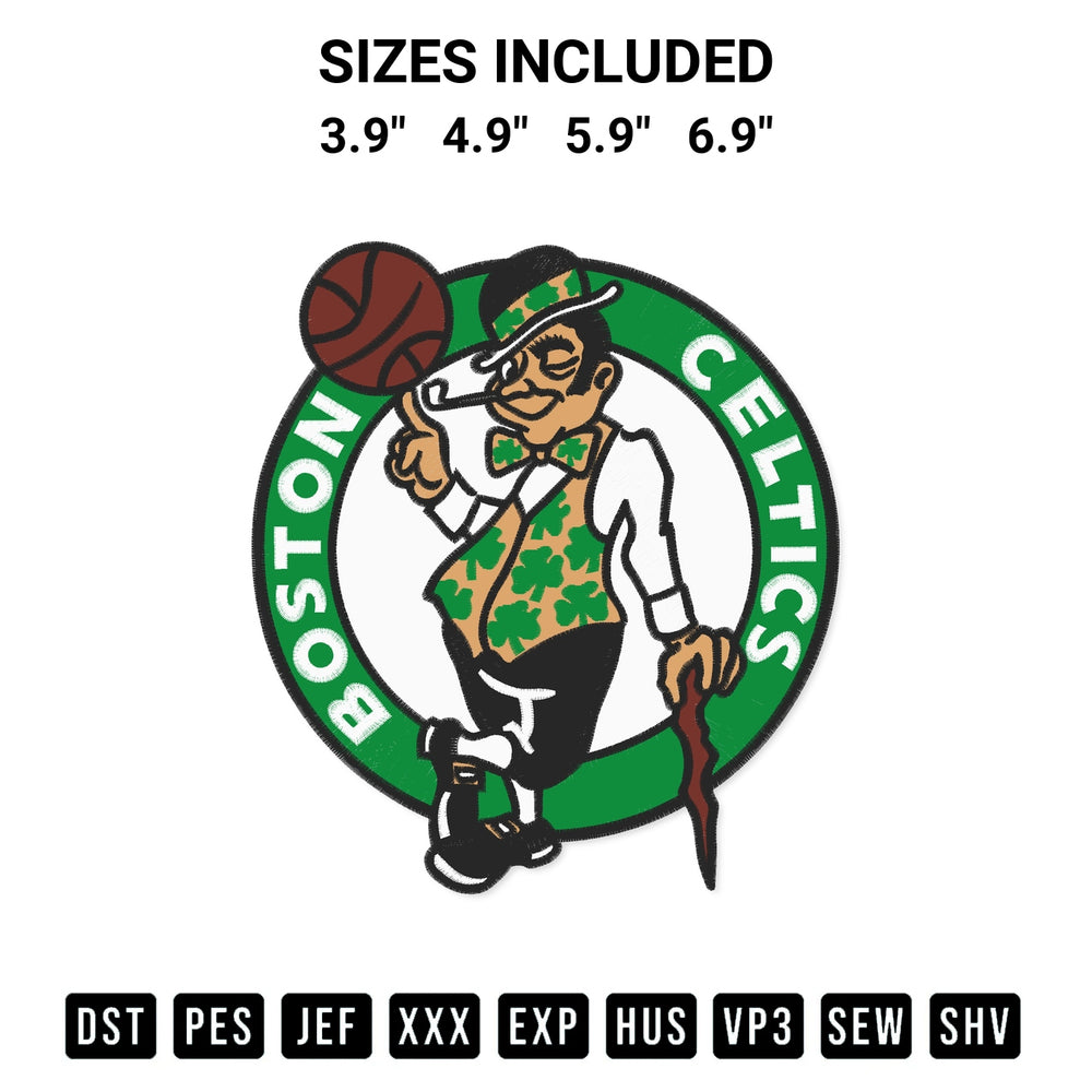 Shop the Nba Boston Celtics Logo Embroidery Design machine embroidery pattern at Designspacks.com. Beautifully digitized for flawless stitching on any fabric. Available sizes: 3.9", 4.9", 5.9", 6.9".