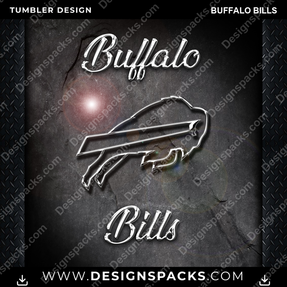 Football Chrome Buffalo Bills Tumbler Digital Wrap Design