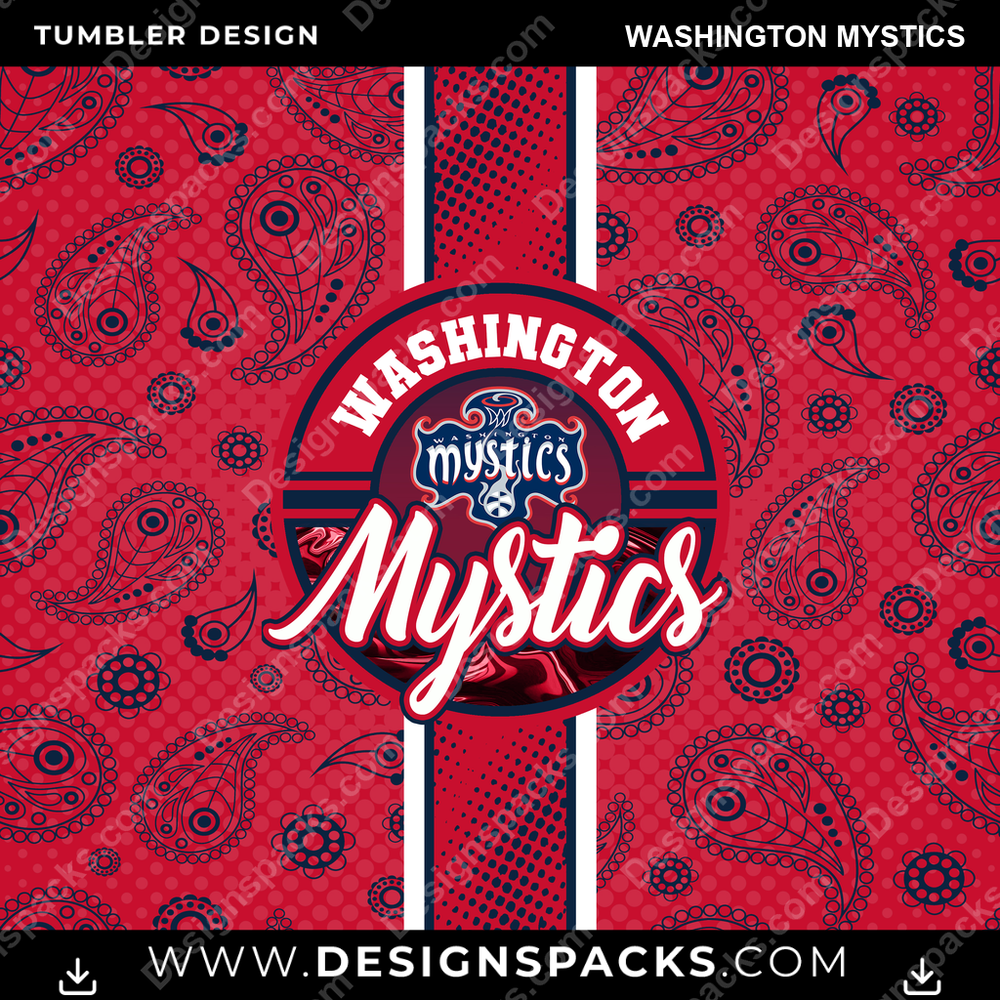 Basketball Handkerchief Washington Mystics Tumbler Digital Wrap Design