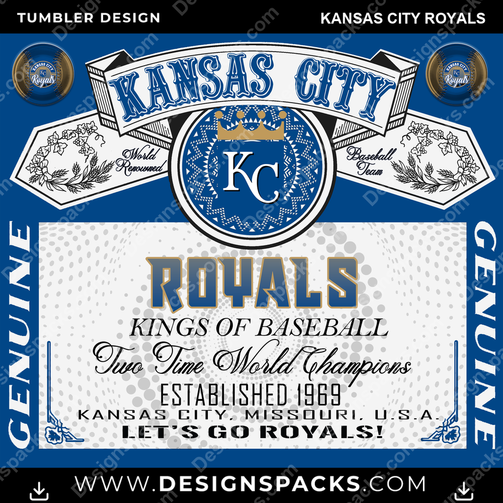 Baseball Bud Kansas City Royals Tumbler Digital Wrap Design
