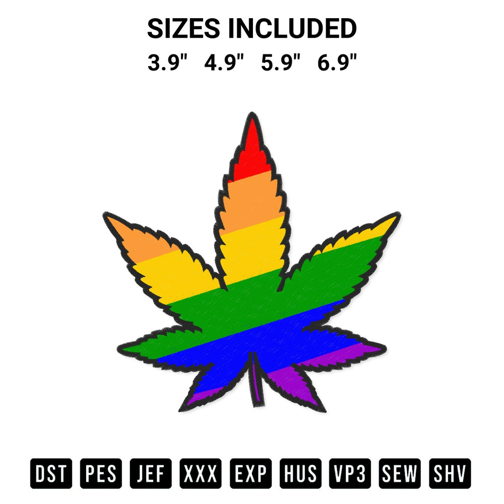 Discover the perfect addition to your crafting collection: Marijuana Pride Embroidery Design embroidery file. Instantly available at Designspacks.com. Available sizes: 3.9", 4.9", 5.9", 6.9".