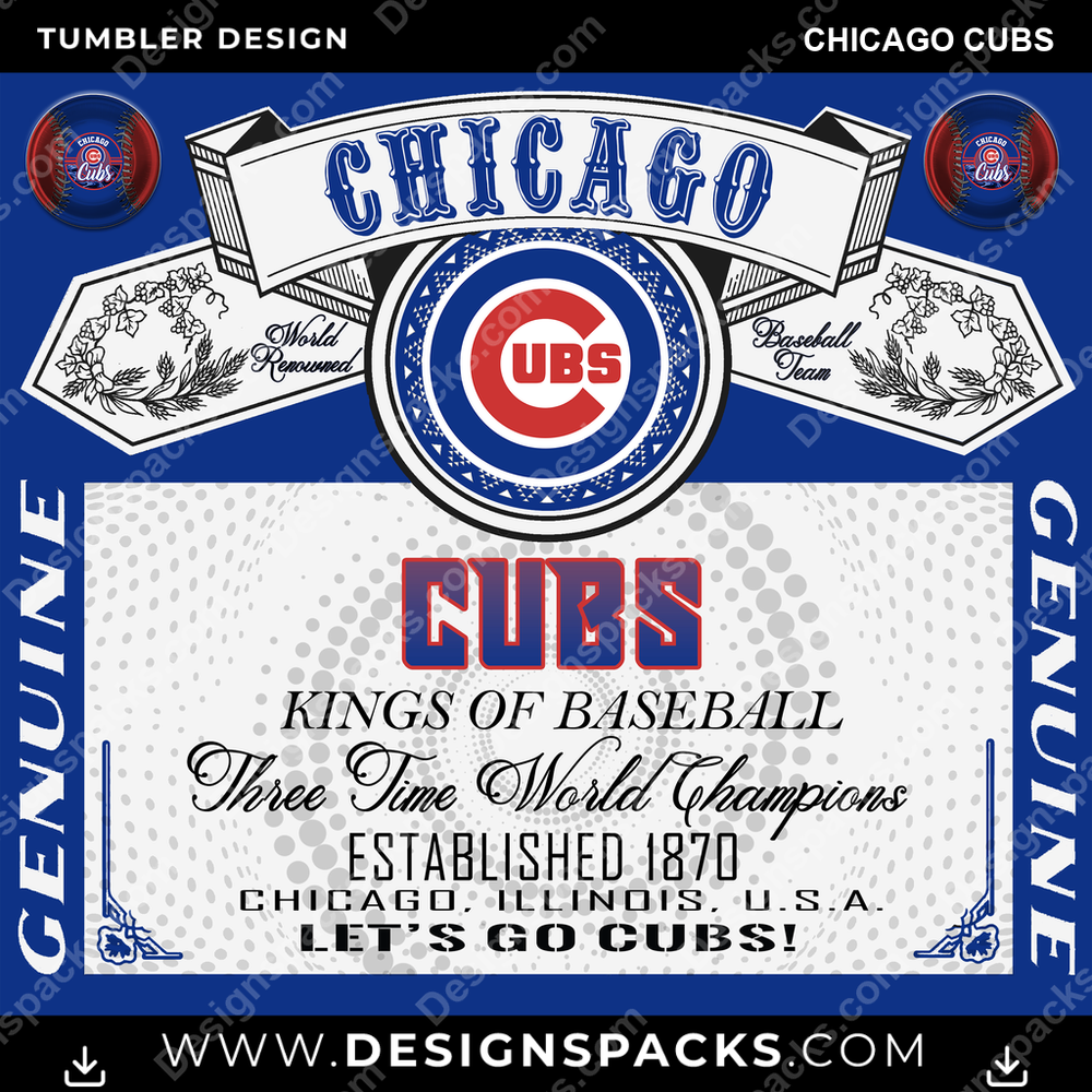 Baseball Budweiser Chicago Cubs Tumbler Digital Wrap Design