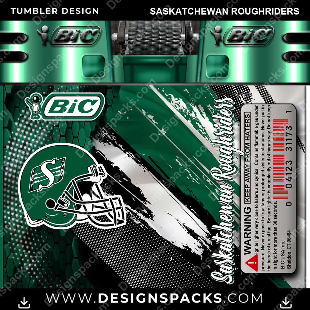 Canada Football BIC Lighter Saskatchewan Roughriders Tumbler Digital Wrap Design