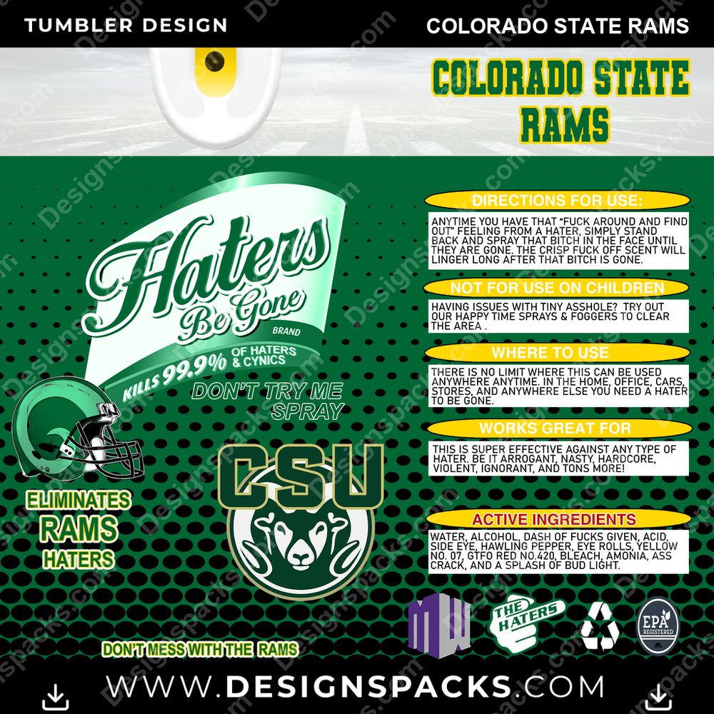 College Sport Haters Be Gone Colorado State Rams NCAA College Sport Tumbler Digital Wrap Design Download