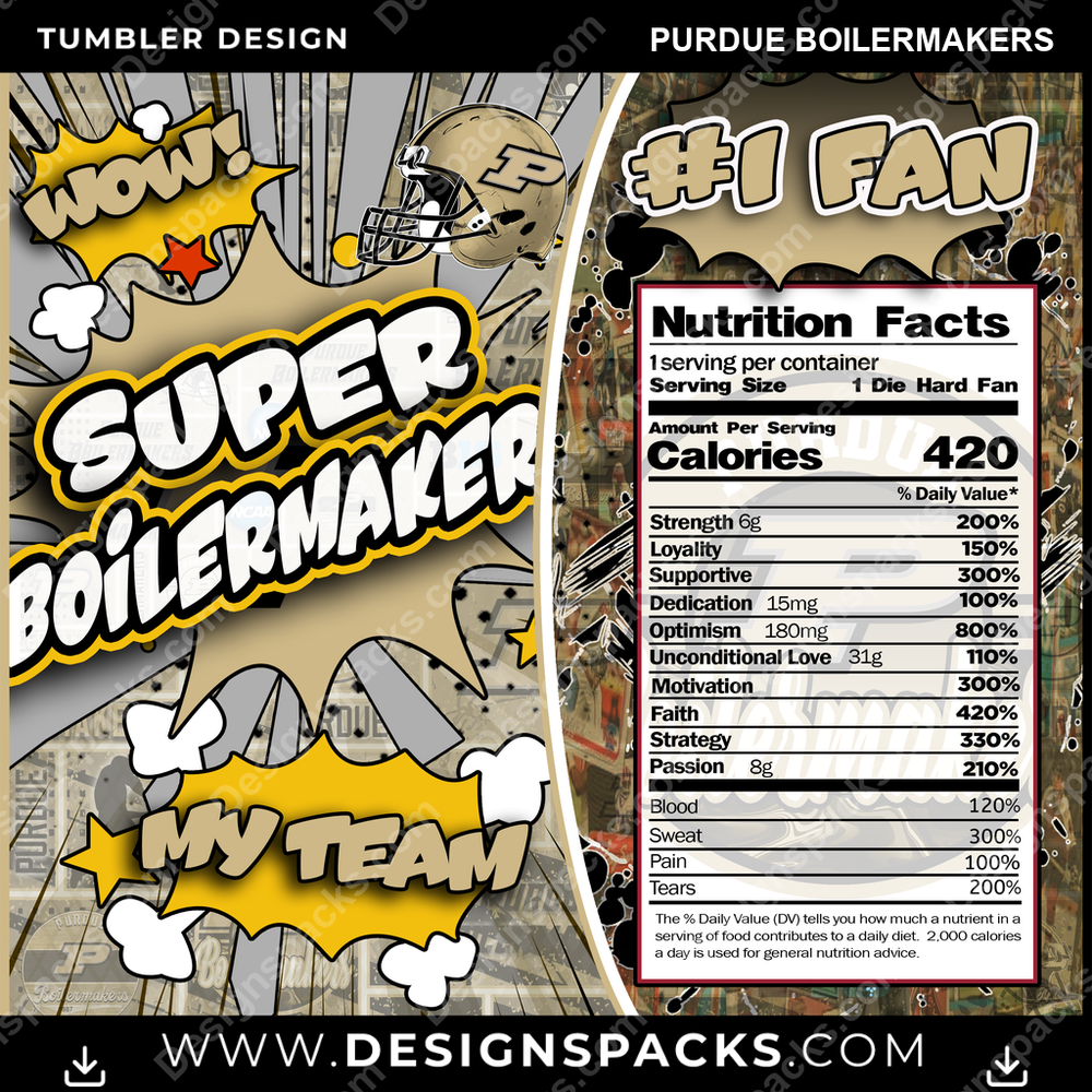 College Sport Super Team Purdue Boilermakers Tumbler Digital Wrap Design