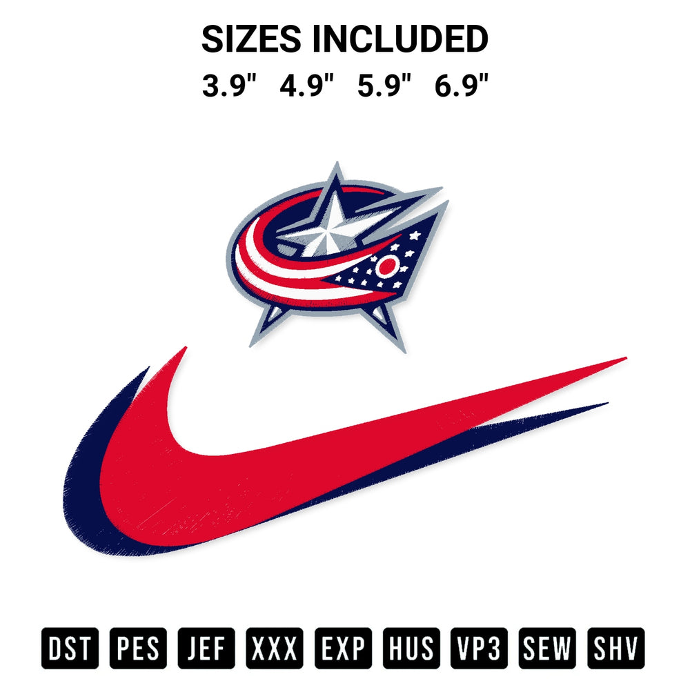 Discover the perfect addition to your crafting collection: Columbus Blue Jackets Swoosh Embroidery Design embroidery file. Instantly available at Designspacks.com. Available sizes: 3.9", 4.9", 5.9", 6.9".