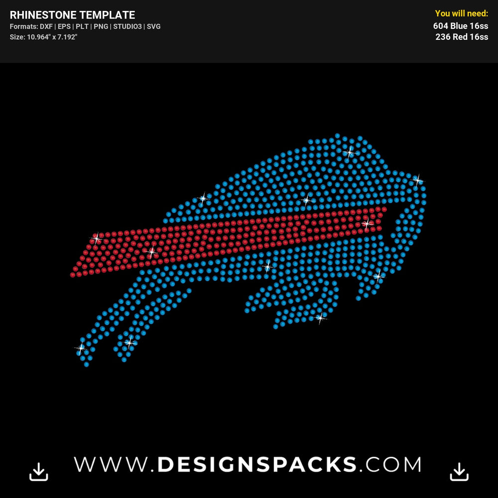 Buffalo Bills Football Team Logo Rhinestone Digital Template