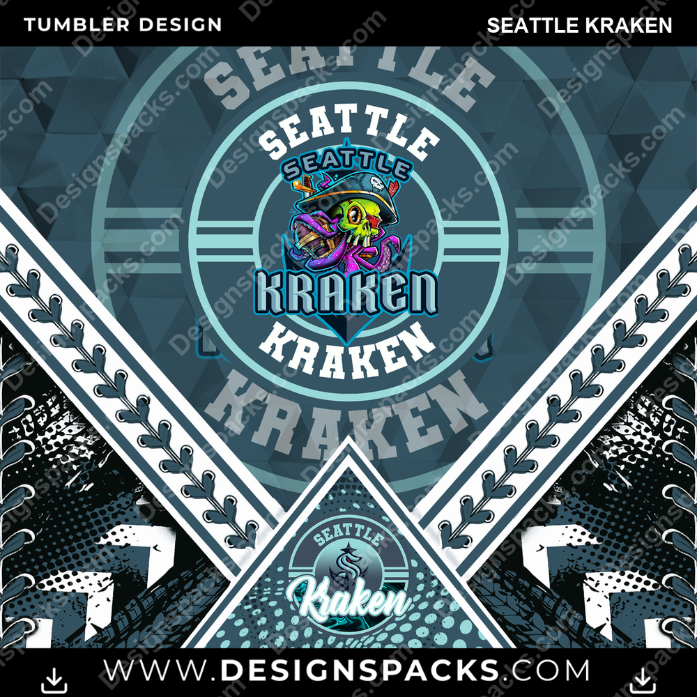 Hockey Diamond Seattle Kraken Tumbler Digital Wrap Design