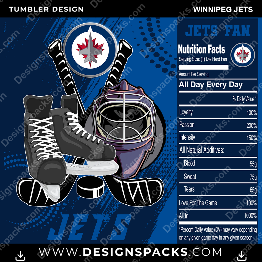 Ice Hockey Team Fan Winnipeg Jets NHL Hockey Tumbler Digital Wrap Design Download