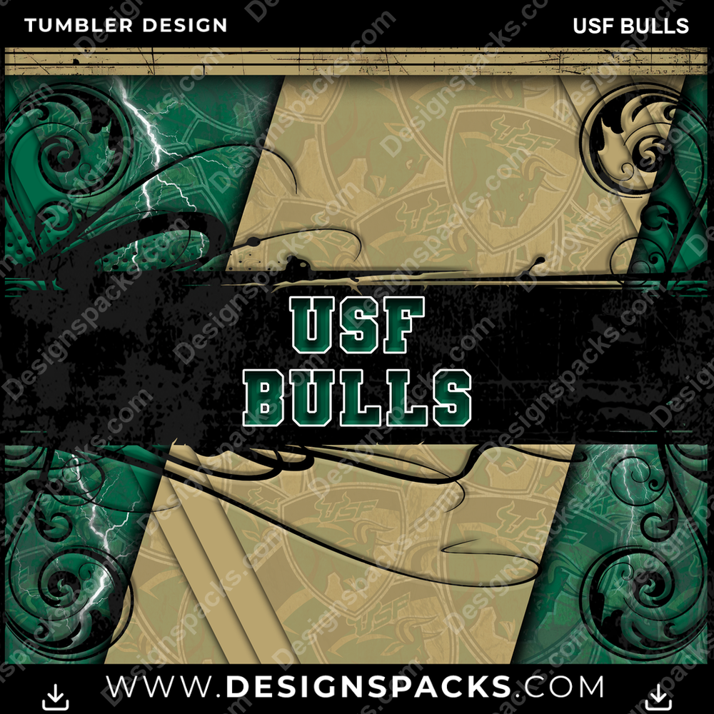 College Sport Elegant USF Bulls Tumbler Digital Wrap Design