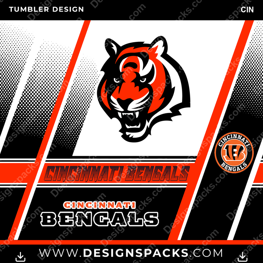 Football Sports CIN NFL Football Tumbler Digital Wrap Design Download