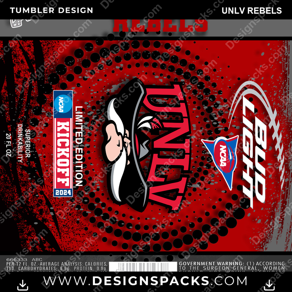 College Sport Bud UNLV Rebels Tumbler Digital Wrap Design