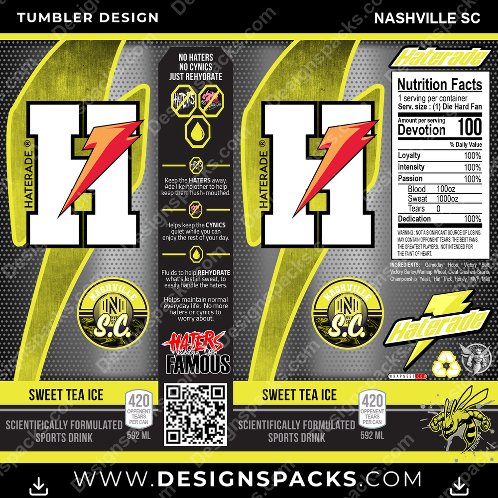 Soccer Haterade Nashville SC Tumbler Digital Wrap Design