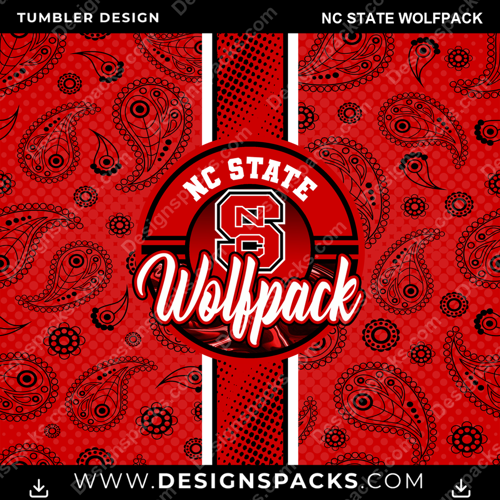 College Sport Handkerchief Nc State Wolfpack Tumbler Digital Wrap Design