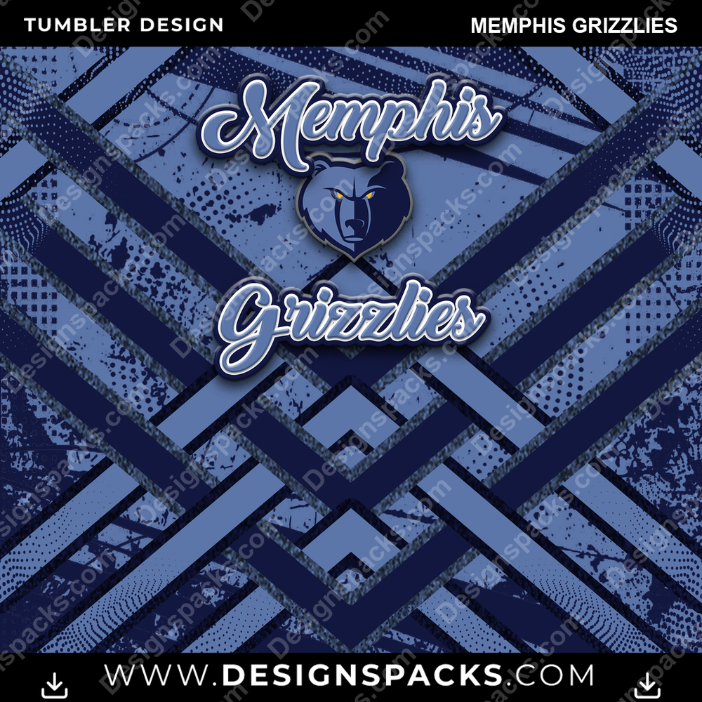 Basketball Glitter Stripe Memphis Grizzlies NBA Basketball Tumbler Digital Wrap Design Download