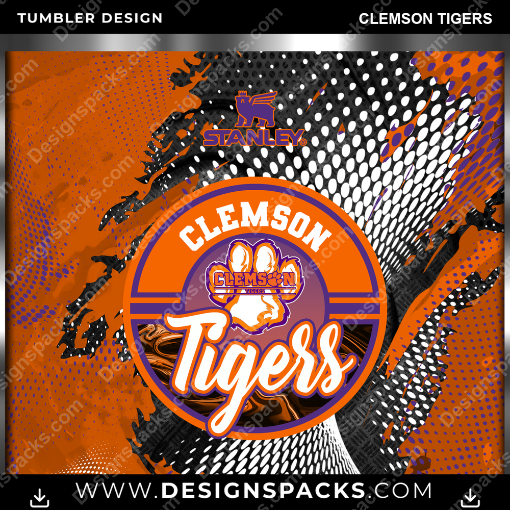 College Sport Stanley Clemson Tigers Tumbler Digital Wrap Design