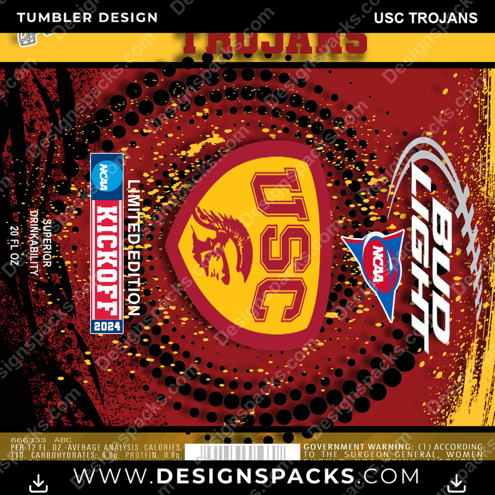 College Sport Bud USC Trojans Tumbler Digital Wrap Design