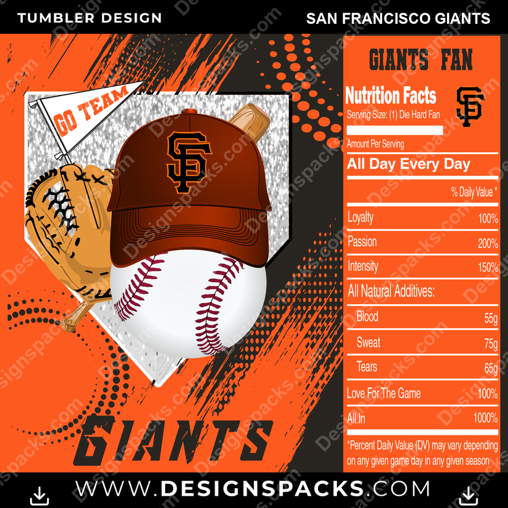 Baseball Team Fan San Francisco Giants Tumbler Digital Wrap Design