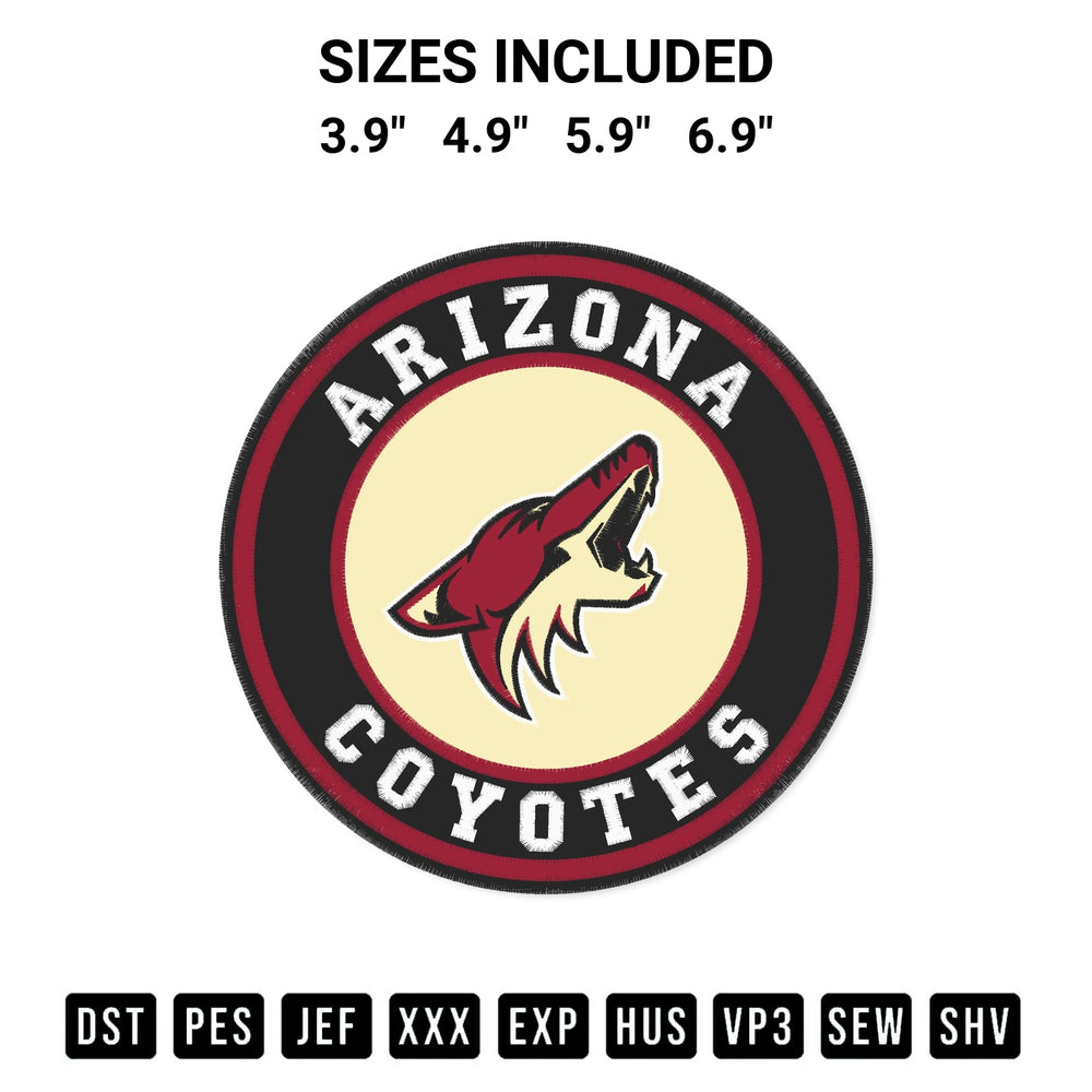 Looking for the perfect pattern? Download the Arizona Coyotes Logo Nhl Circle Embroidery Design embroidery design today at Designspacks.com. Crisp, clean stitching guaranteed. Available sizes: 3.9", 4.9", 5.9", 6.9".