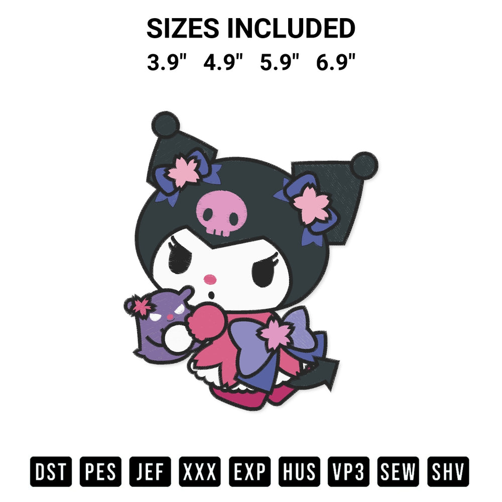 Transform your fabrics with the Kuromi And Baku Cute Embroidery Design embroidery design. Instant access to premium digitized patterns at Designspacks.com. Available sizes: 3.9", 4.9", 5.9", 6.9".