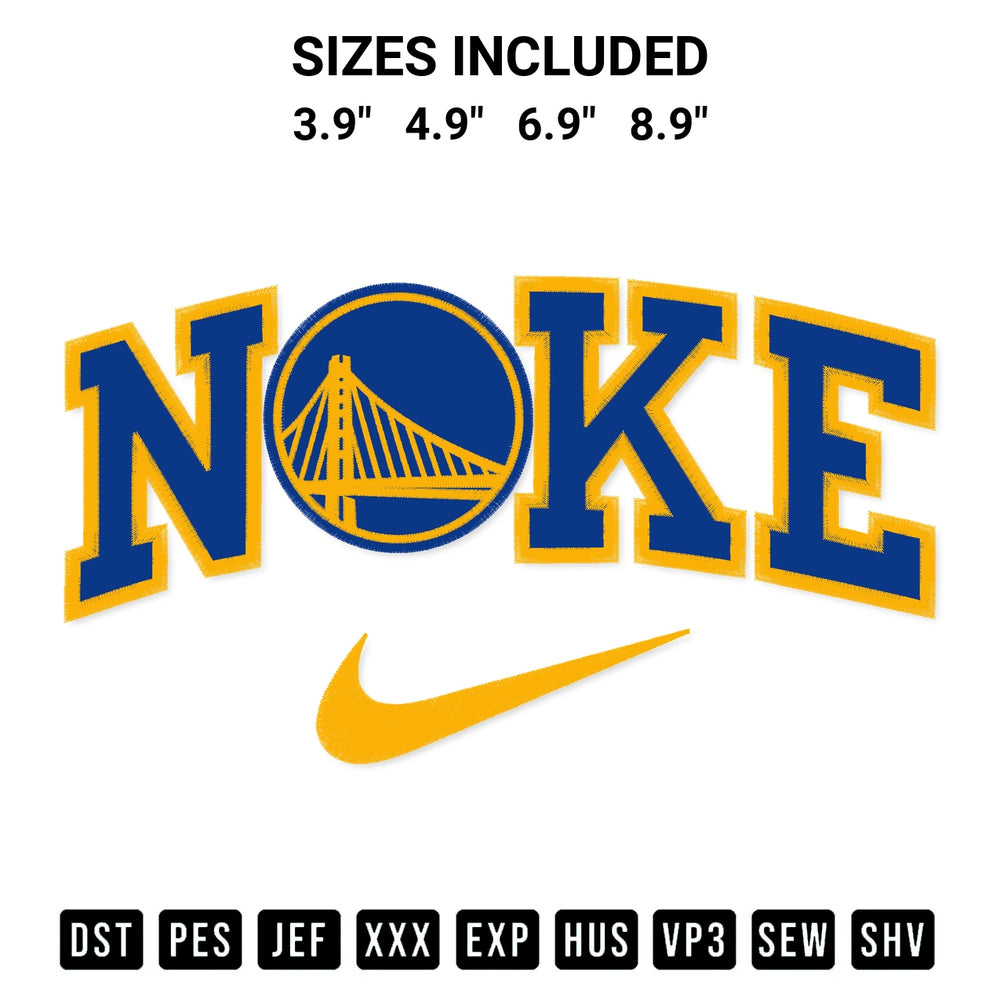 Get the Golden State Warriors X Nike Embroidery Design embroidery design for your custom crafts! Premium digitized files available for instant download at Designspacks.com. Available sizes: 3.9", 4.9", 6.9", 8.9".