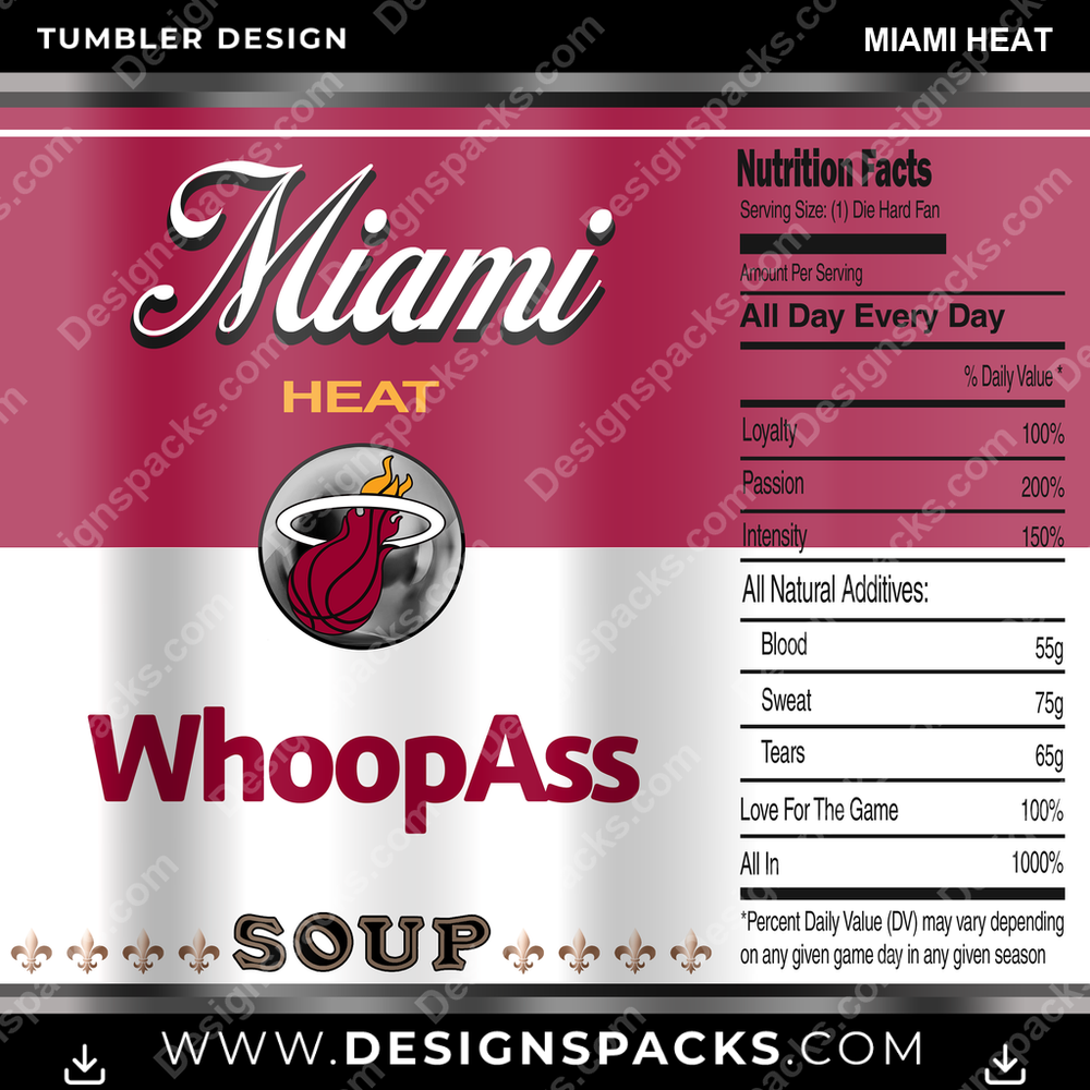 Basketball Soup Can Miami Heat Tumbler Digital Wrap Design