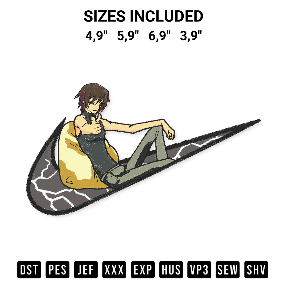 Shop the Nike Canaan Alphard Al Shua Anime Logo Embroidery Design machine embroidery pattern at Designspacks.com. Beautifully digitized for flawless stitching on any fabric. Available sizes: 4,9", 5,9", 6,9", 3,9".