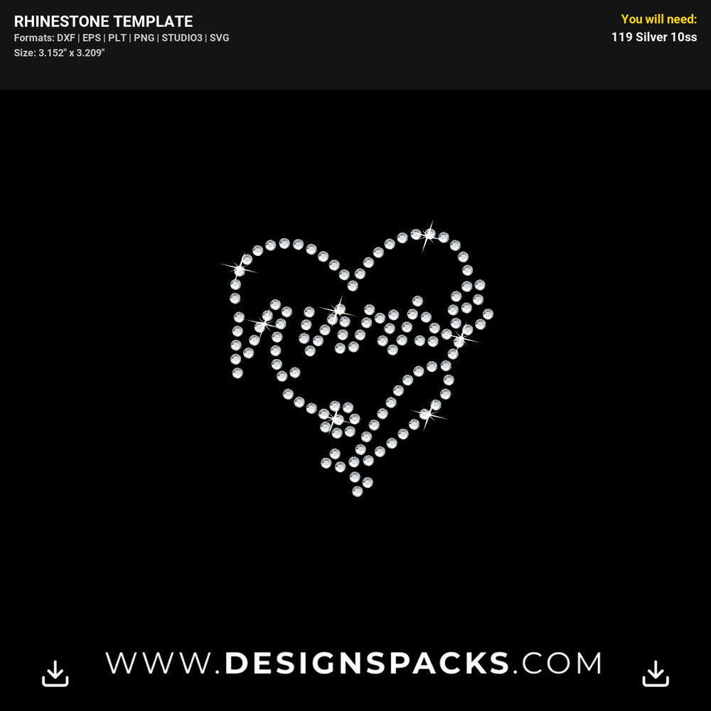Nurse Stethoscope Heart Rhinestone Digital Template