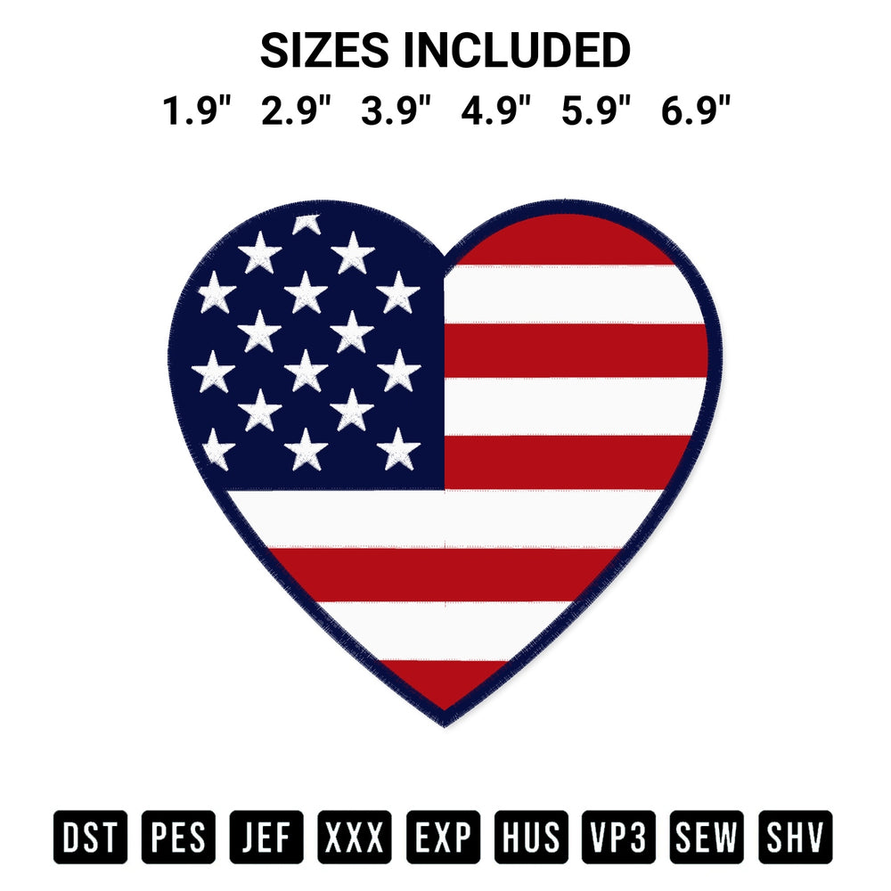 Transform your fabrics with the America Love Flag Embroidery Design embroidery design. Instant access to premium digitized patterns at Designspacks.com. Available sizes: 1.9", 2.9", 3.9", 4.9", 5.9", 6.9".