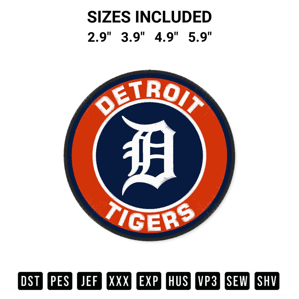 Looking for the perfect pattern? Download the Baseball Detroit Tigers Circle Embroidery Design embroidery design today at Designspacks.com. Crisp, clean stitching guaranteed. Available sizes: 2.9", 3.9", 4.9", 5.9".
