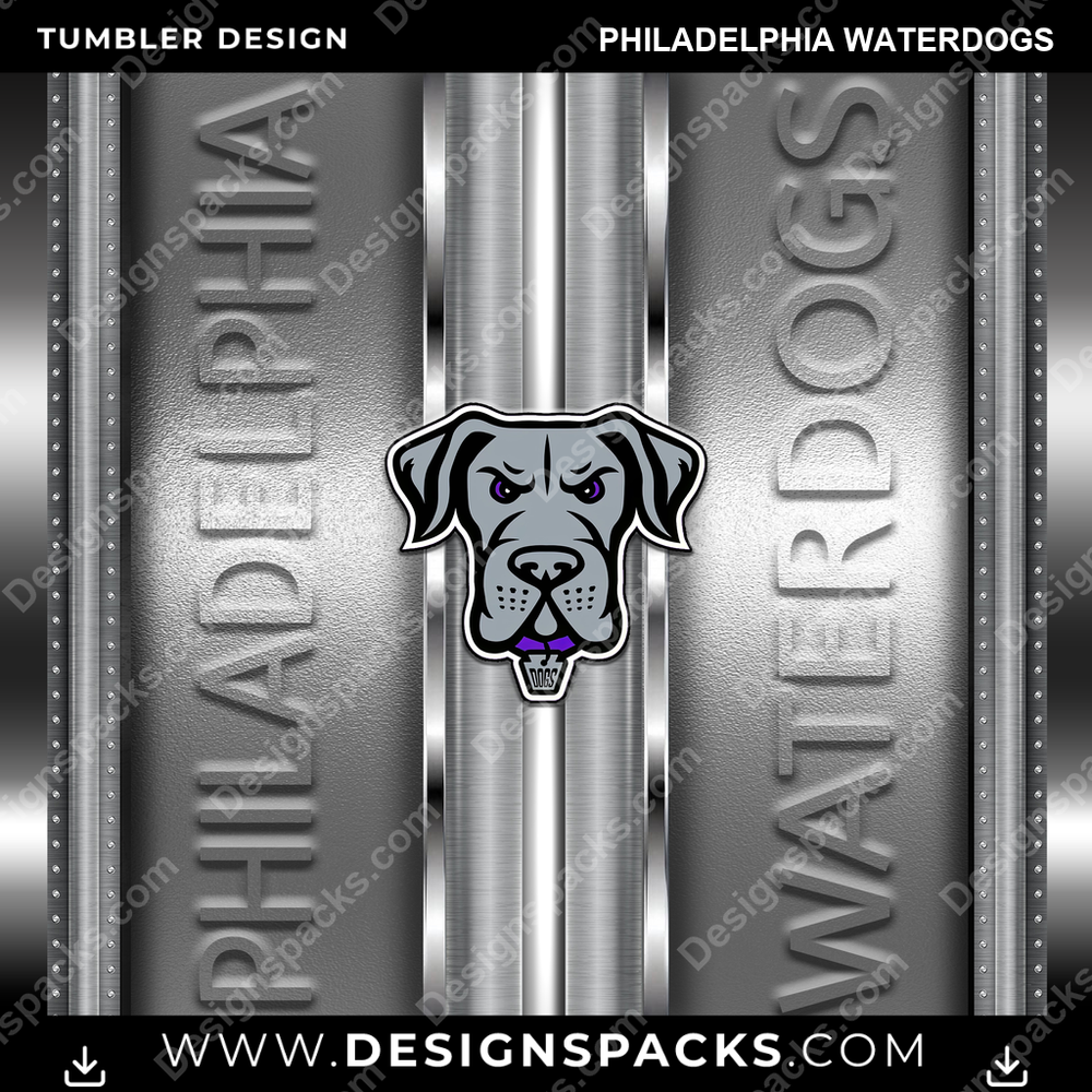 Lacrosse Metallic Philadelphia Waterdogs Tumbler Digital Wrap Design