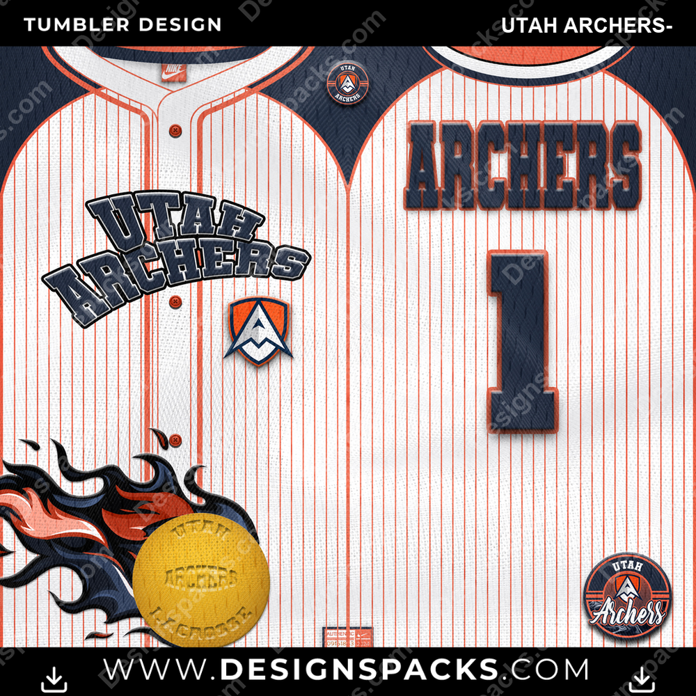 Lacrosse Team Button-Up Jersey Utah Archers- Tumbler Digital Wrap Design