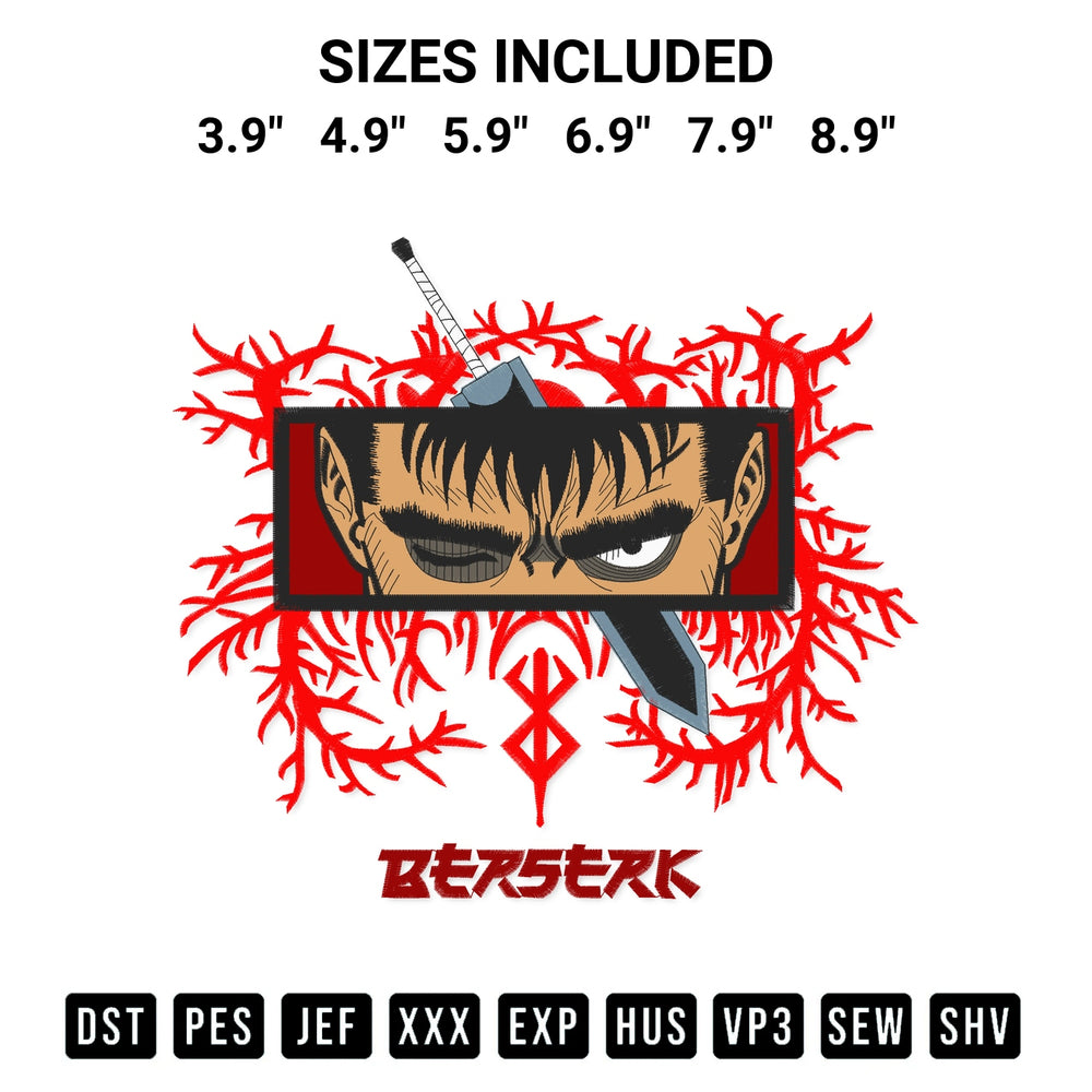 Elevate your next project with our Guts Berserk Embroidery Design embroidery file. Shop high-quality digital patterns instantly at Designspacks.com. Available sizes: 3.9", 4.9", 5.9", 6.9", 7.9", 8.9".