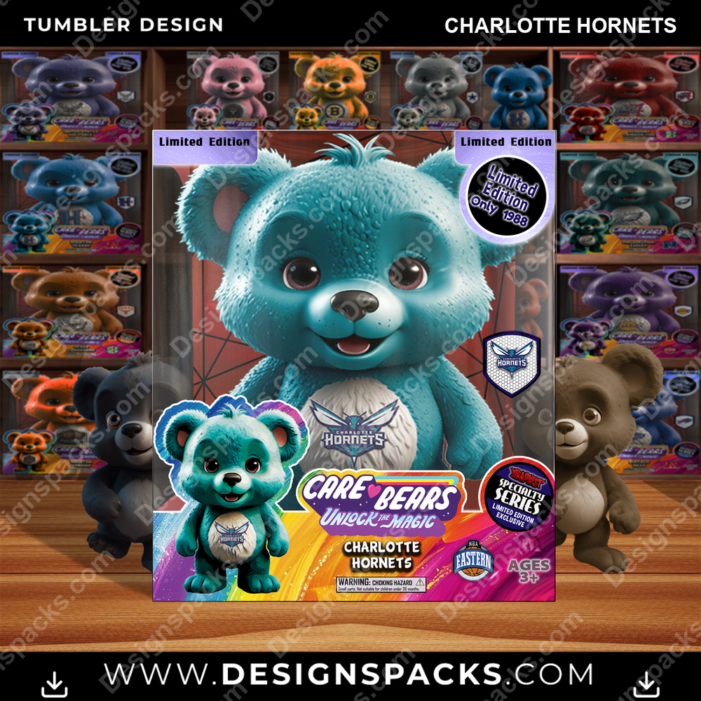 Basketball Care Bear Box Charlotte Hornets Tumbler Digital Wrap Design
