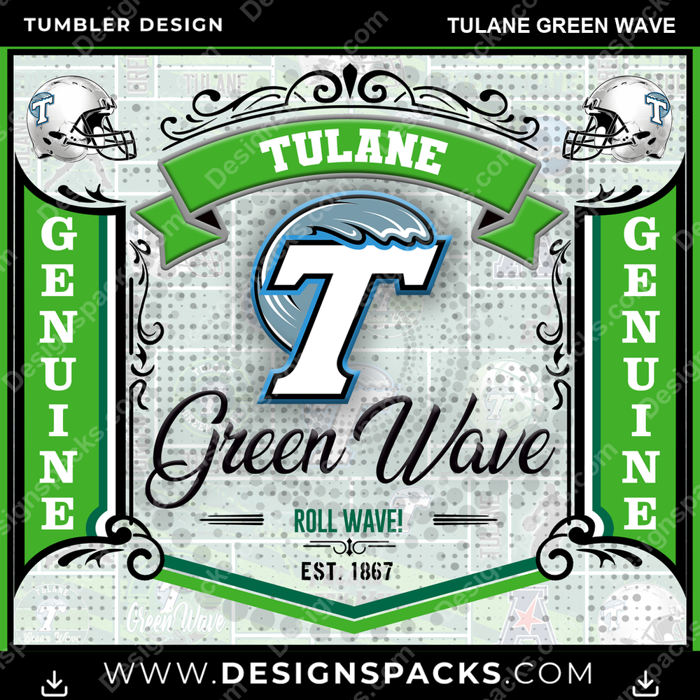 College Sport Bud Tulane Green Wave NCAA College Sport Tumbler Digital Wrap Design Download
