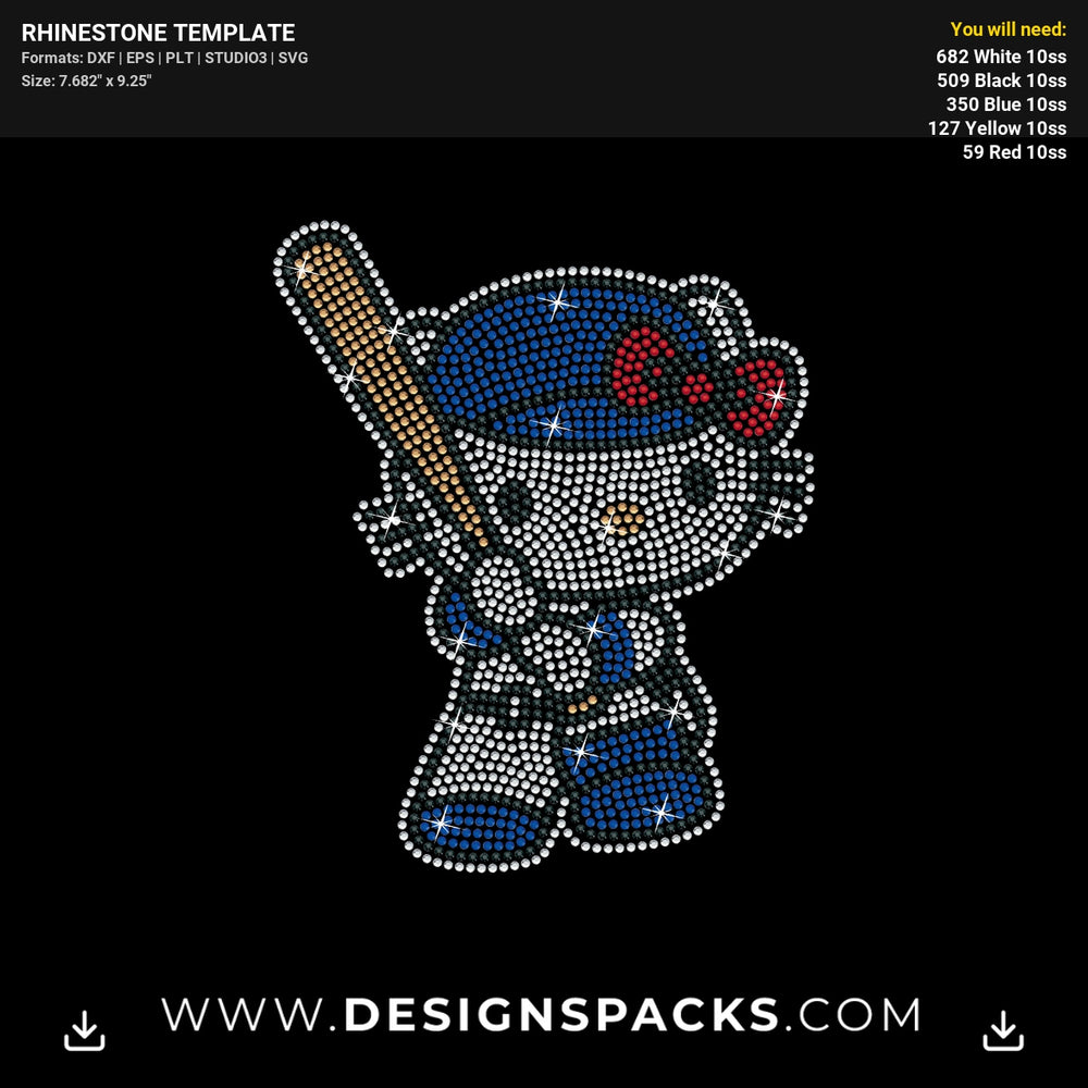Hello Kitty Baseball Bat Rhinestone Digital Template
