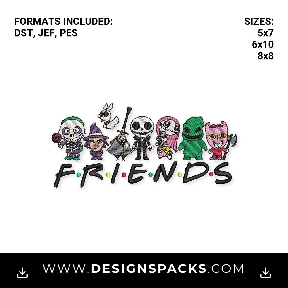 Nightmare Before Christmas Friends Embroidery Design - Instant digital download pattern at Designspacks.com